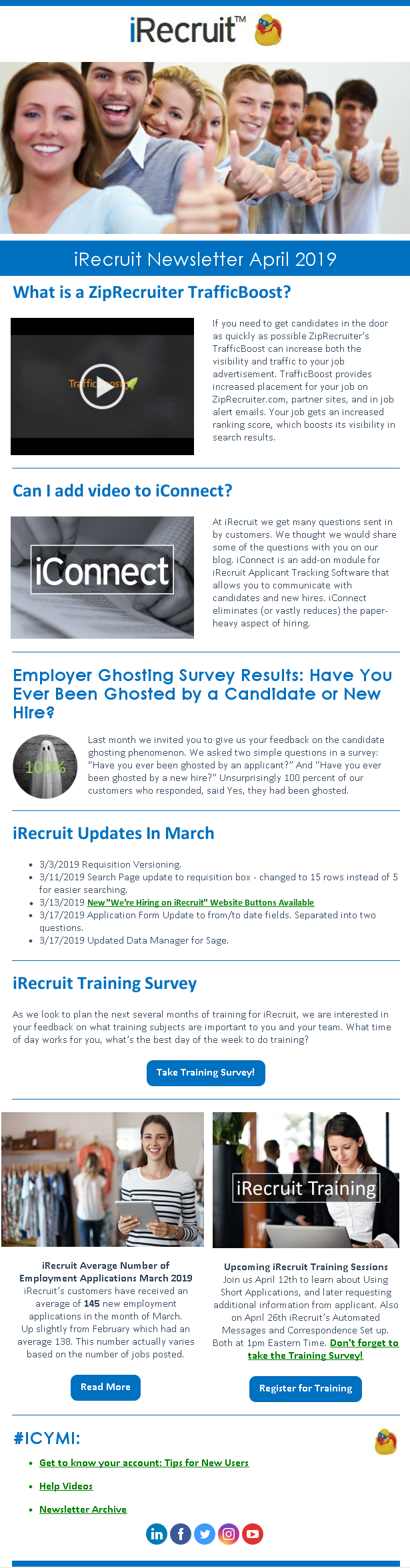 iRecruit Customer Newsletter April 2019